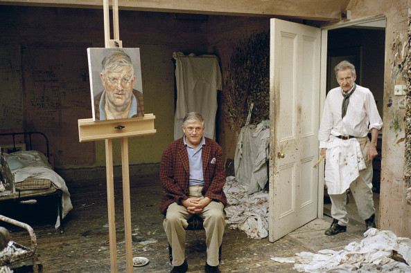 Pintando o também pintor David Hockney, em 2002