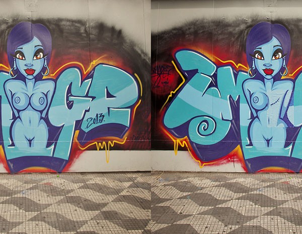 Grafites em SP tiveram seios retirados para retratar a mastectomia. (Foto: Divulgação)